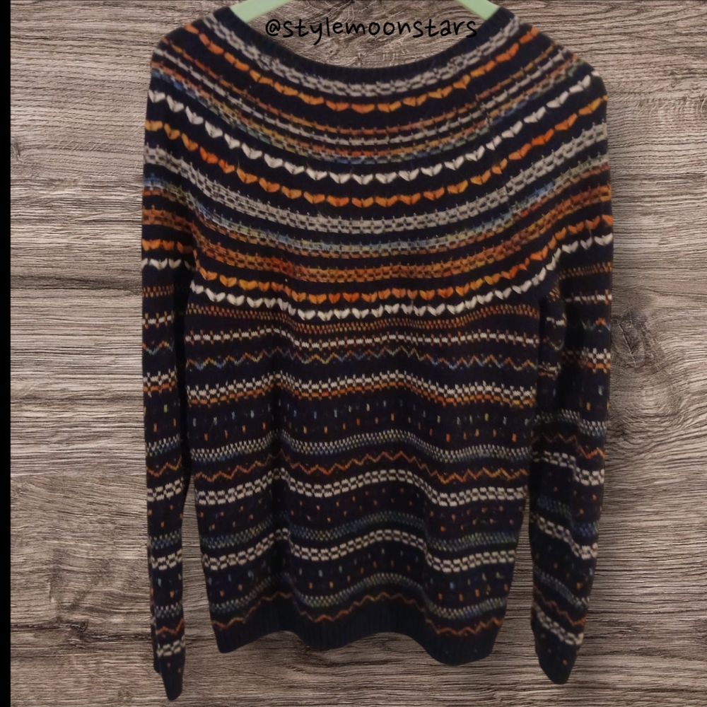 Bass Multicolor Patterned Jaquard Fair Isle Knit Women's Sweater Size M